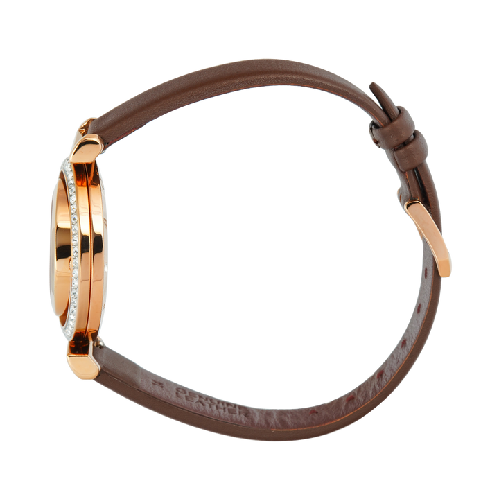 Jam Tangan Bonia Elegance B10926-2547S Women Brown Dial Brown Leather Strap