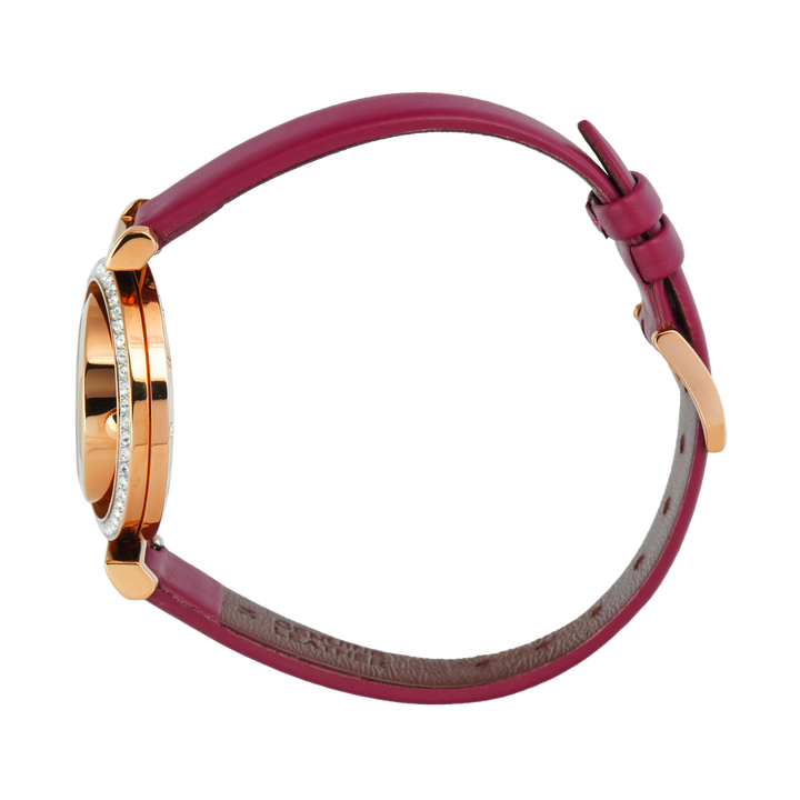 Jam Tangan Bonia Elegance B10926-2567S Women Wine Red Dial Wine Red Leather Strap