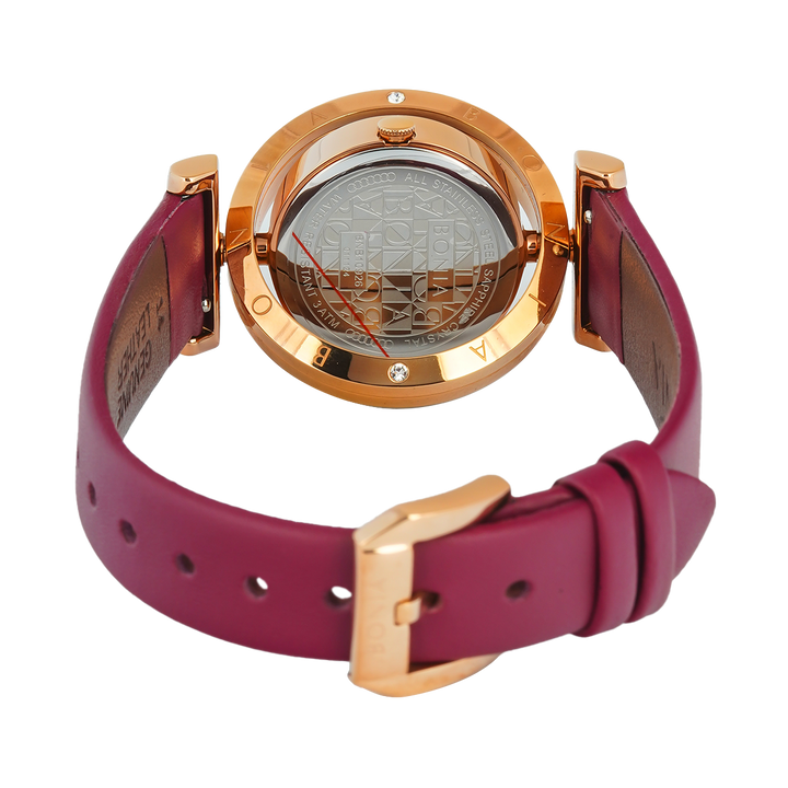 Jam Tangan Bonia Elegance B10926-2567S Women Wine Red Dial Wine Red Leather Strap