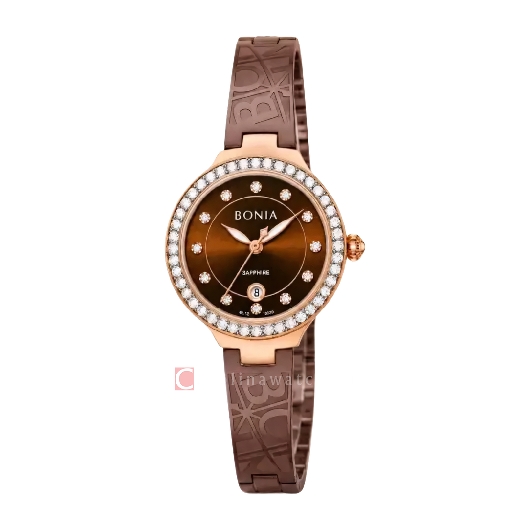 Jam Tangan BONIA B10938-2047S Women Brown Dial Brown Stainless Steel Strap