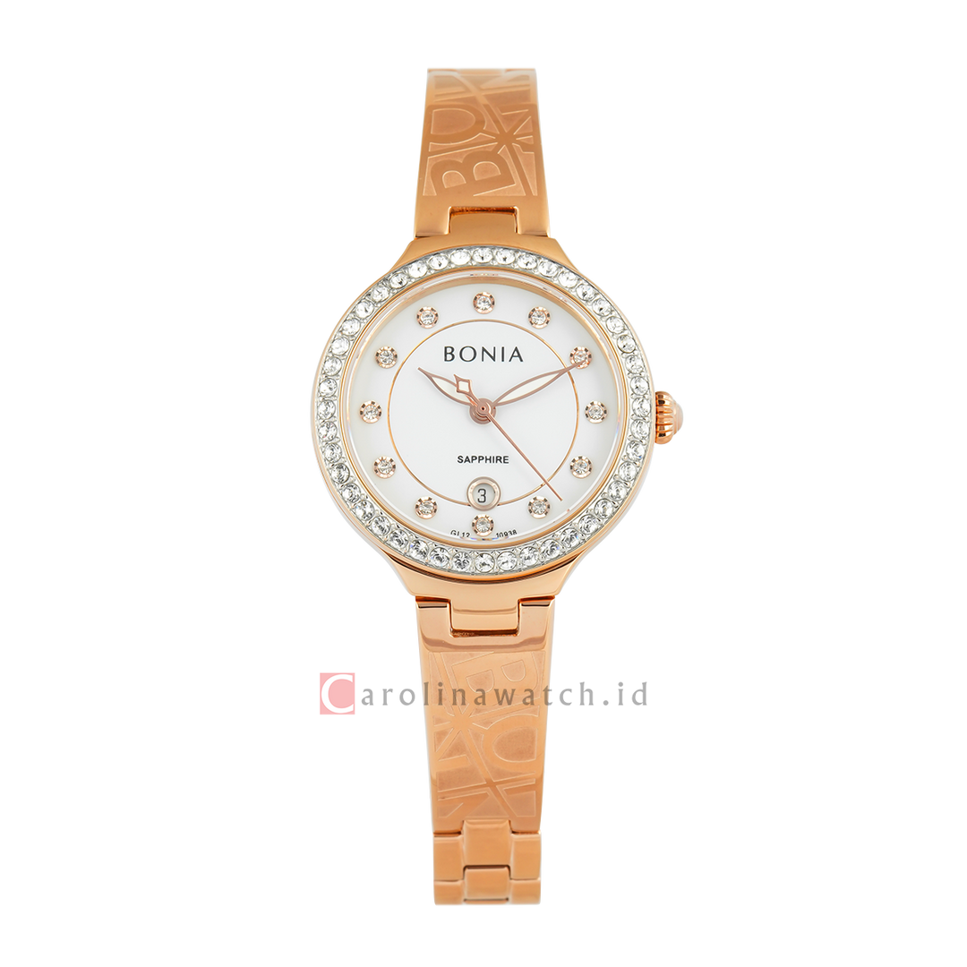 Jam Tangan BONIA B10938-2517S Women Silver White Dial Rose Gold Stainless Steel Strap