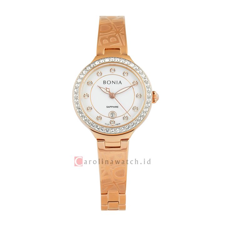 Jam Tangan BONIA B10938-2517S Women Silver White Dial Rose Gold Stainless Steel Strap