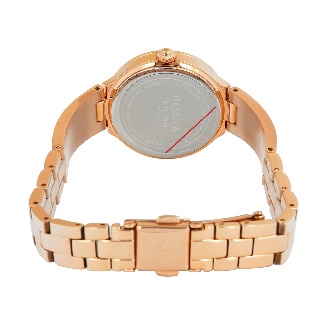 Jam Tangan BONIA B10938-2517S Women Silver White Dial Rose Gold Stainless Steel Strap