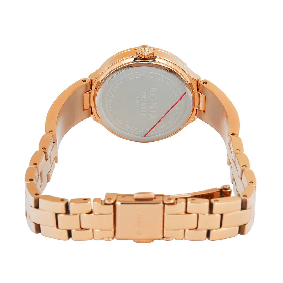 Jam Tangan BONIA B10938-2567S Women Red Wine Dial Rose Gold Stainless Steel Band