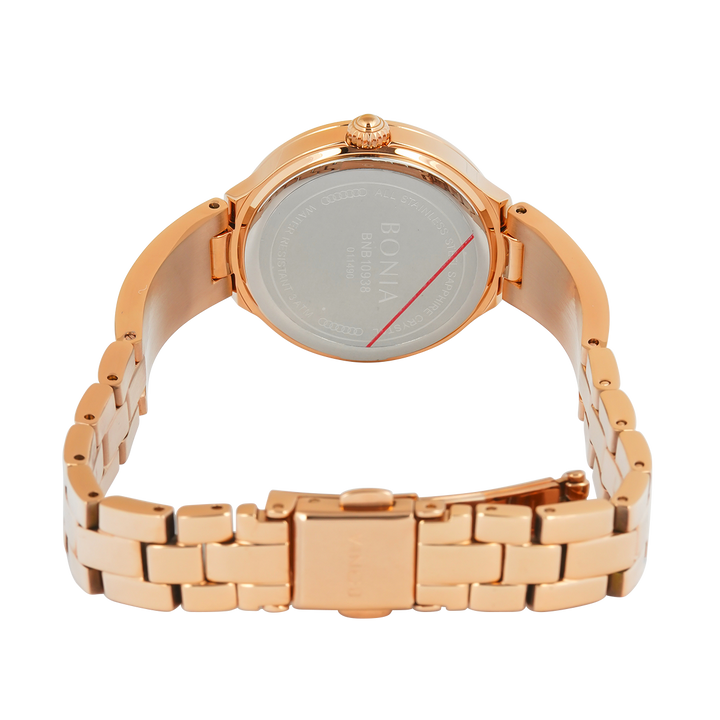 Jam Tangan BONIA B10938-2567S Women Red Wine Dial Rose Gold Stainless Steel Band