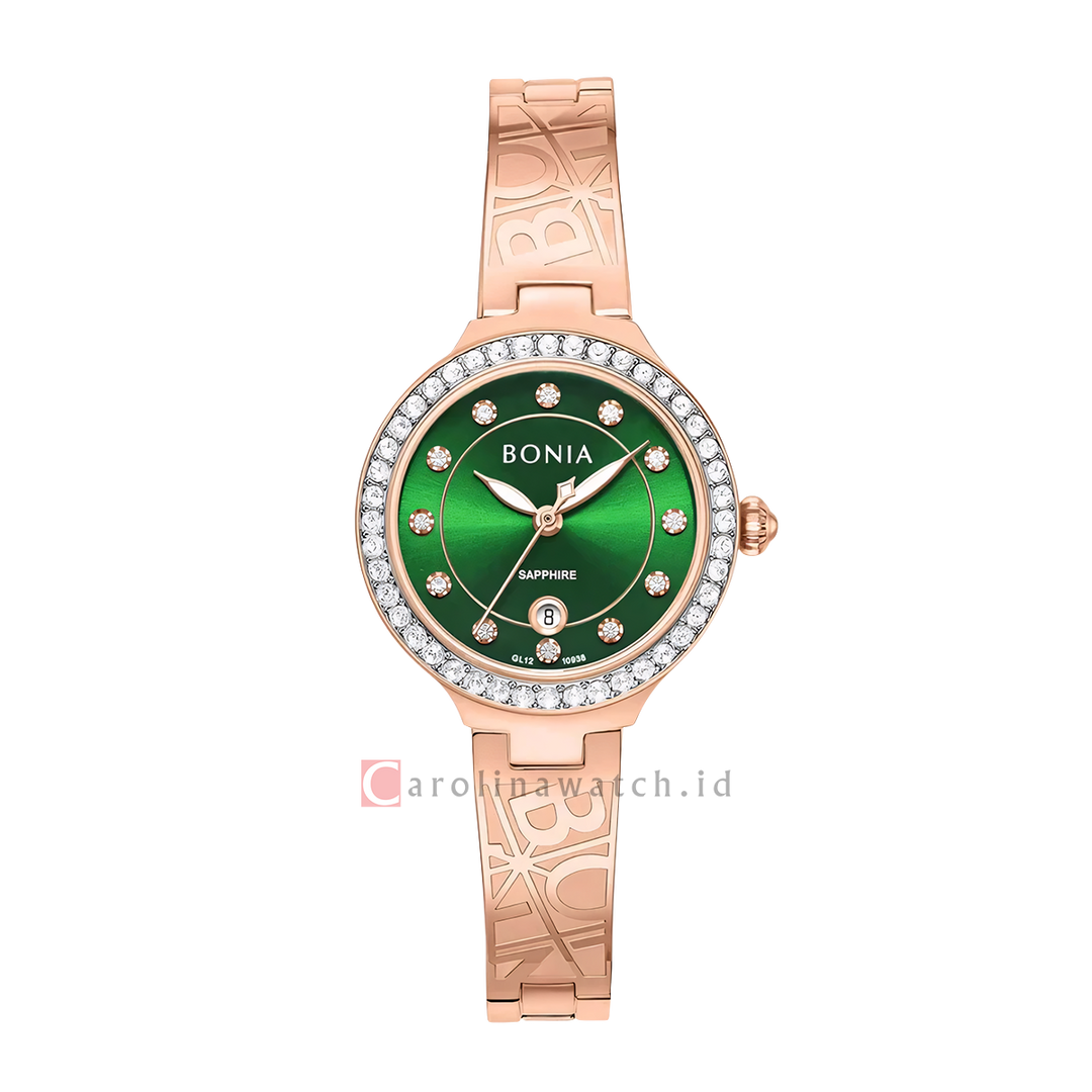 Jam Tangan BONIA B10938-2597S Women Green Dial Rose Gold Stainless Steel Strap