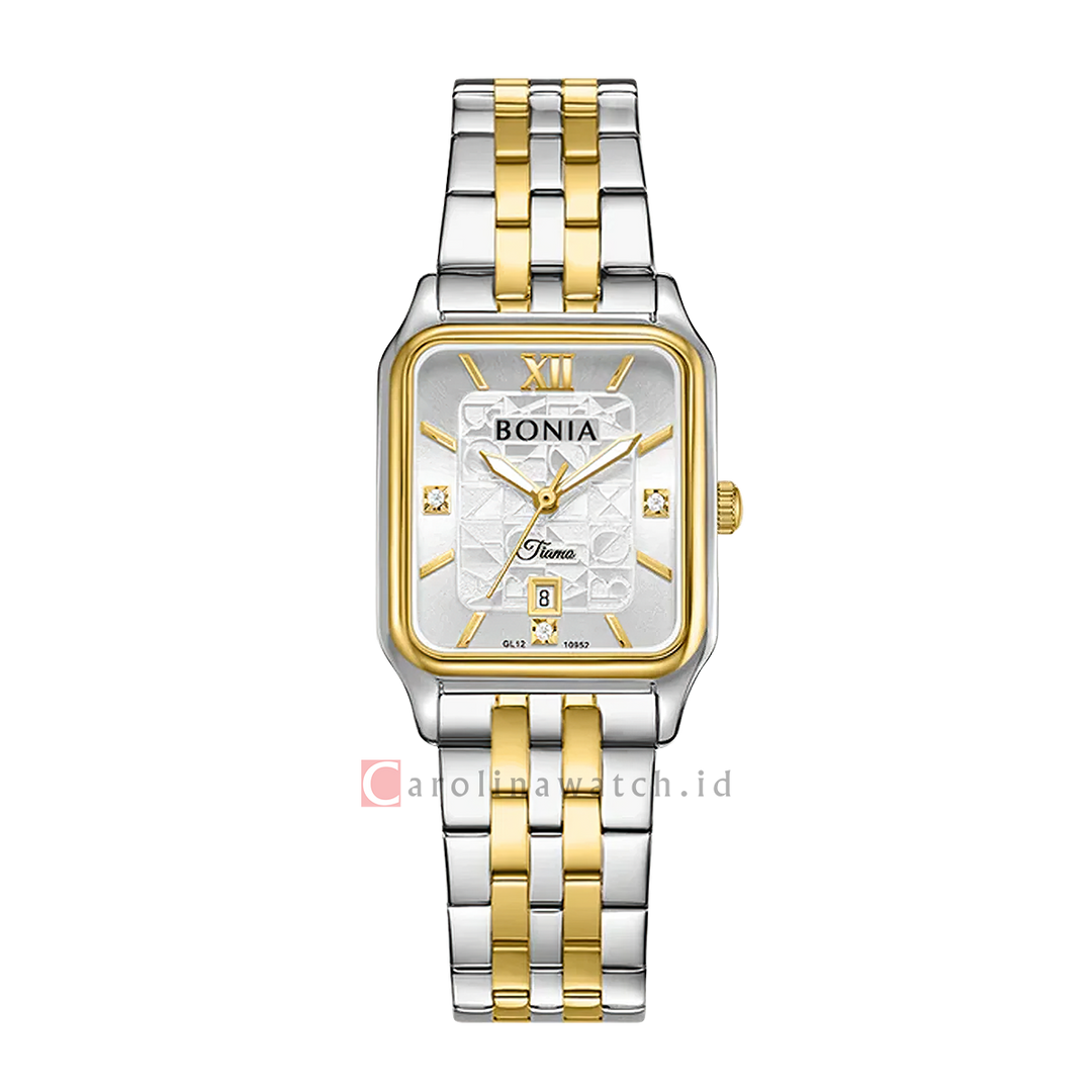 Jam Tangan BONIA Tiamo B10952-2113 Women Silver Dial Dual Tone Stainless Steel Strap