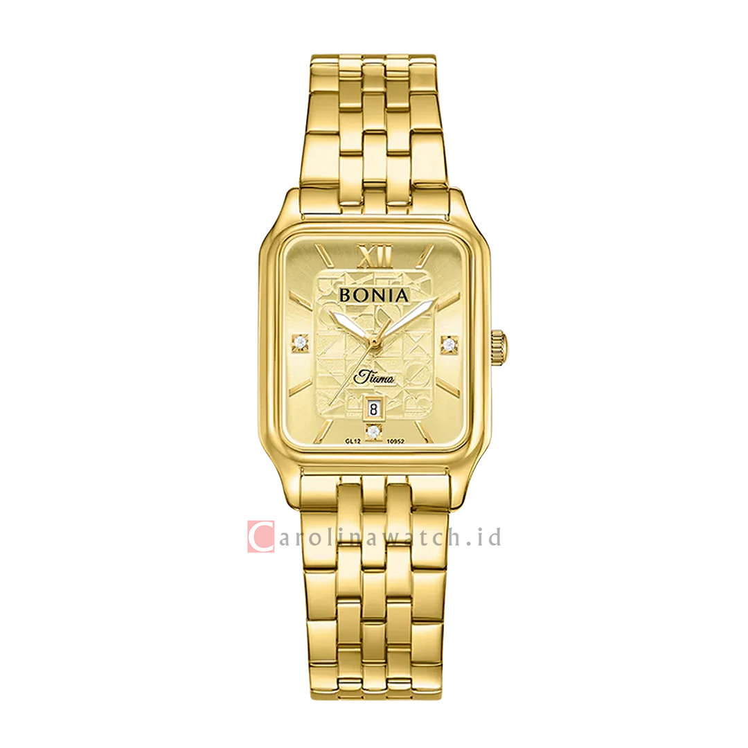 Jam Tangan BONIA Tiamo B10952-2223 Women Gold Dial Gold Stainless Steel Strap