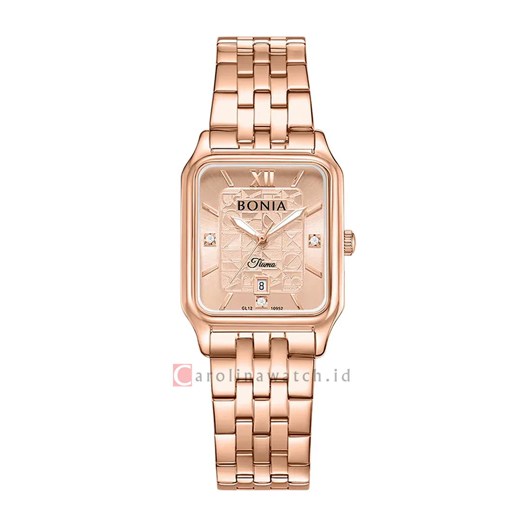 Jam Tangan BONIA Tiamo B10952-2573 Women Rose Gold Dial Rose Gold Stainless Steel Strap