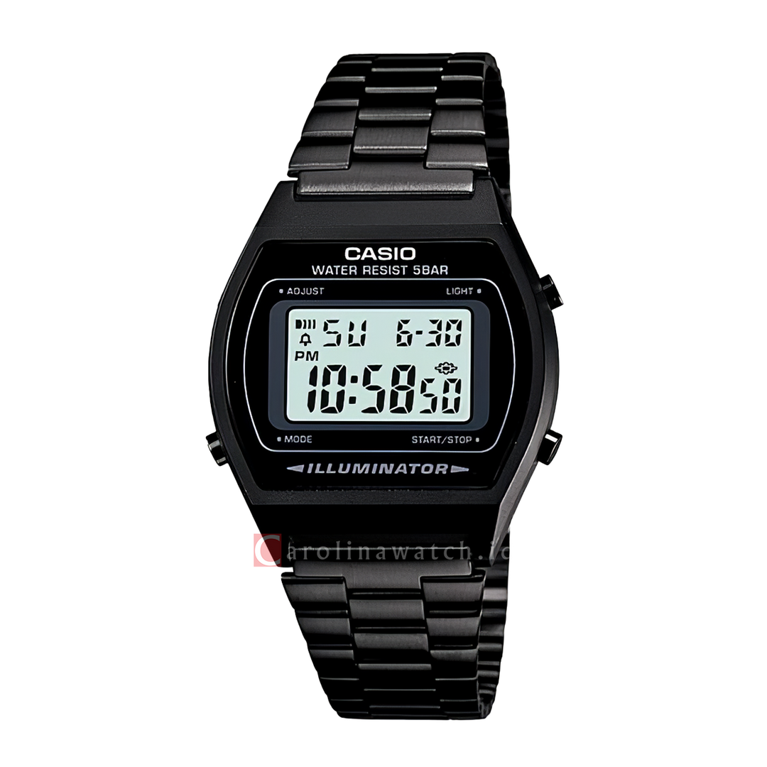 Jam Tangan Casio General B640WB-1A Unisex Digital Dial Black Stainless Steel Strap