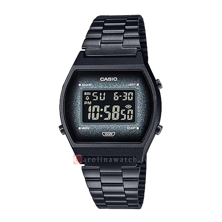 Jam Tangan Casio General B640WBG-1B Unisex Digital Dial Black Stainless Steel Band