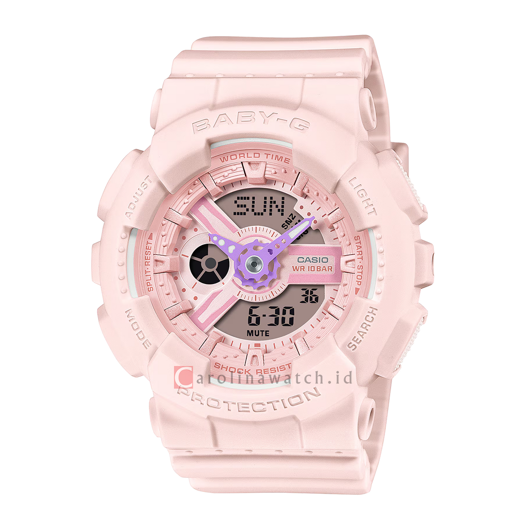 Jam Tangan Casio Baby-G BA-110AH-4A Women Digital Analog Soft Pink Dial Soft Pink Resin Band
