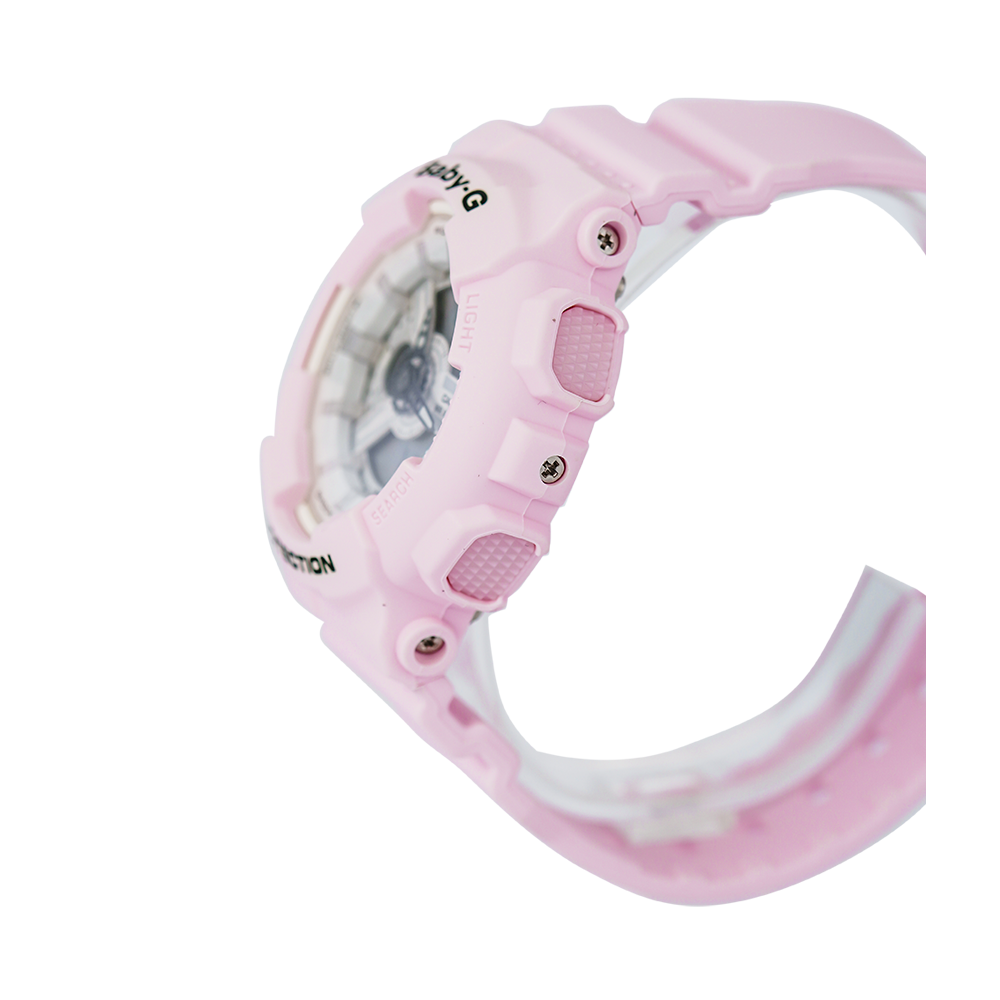 Jam Tangan Casio Baby-G BA-110BE-4A Women White Digital Analog Dial Pink Resin Band