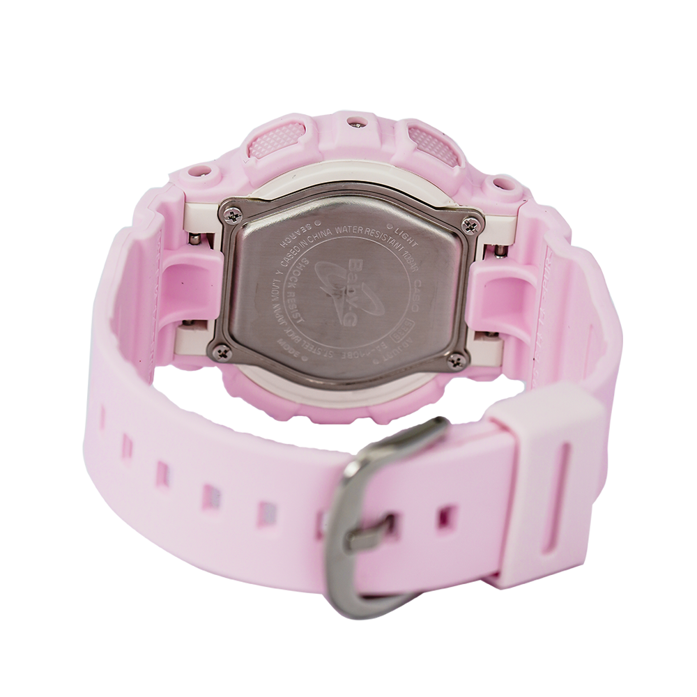 Jam Tangan Casio Baby-G BA-110BE-4A Women White Digital Analog Dial Pink Resin Band