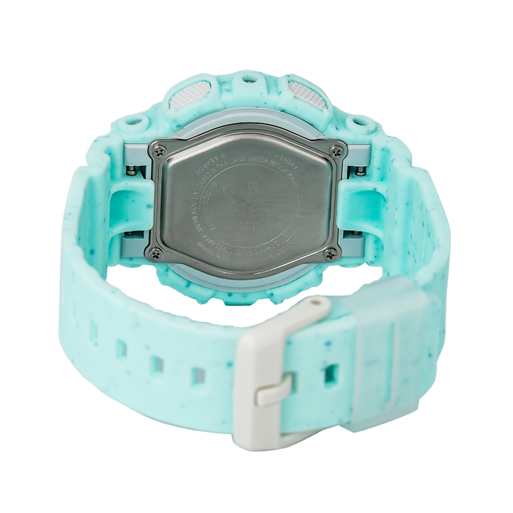 Jam Tangan Casio Baby-G BA-110PI-2A Women White Digital Analog Dial Turquoise Green Resin Band