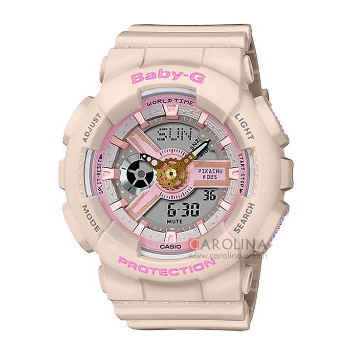 Jam Tangan CASIO BABY G x Pokemon BA-110PKC-4A Women Digital Analog Dial Beige Resin Band