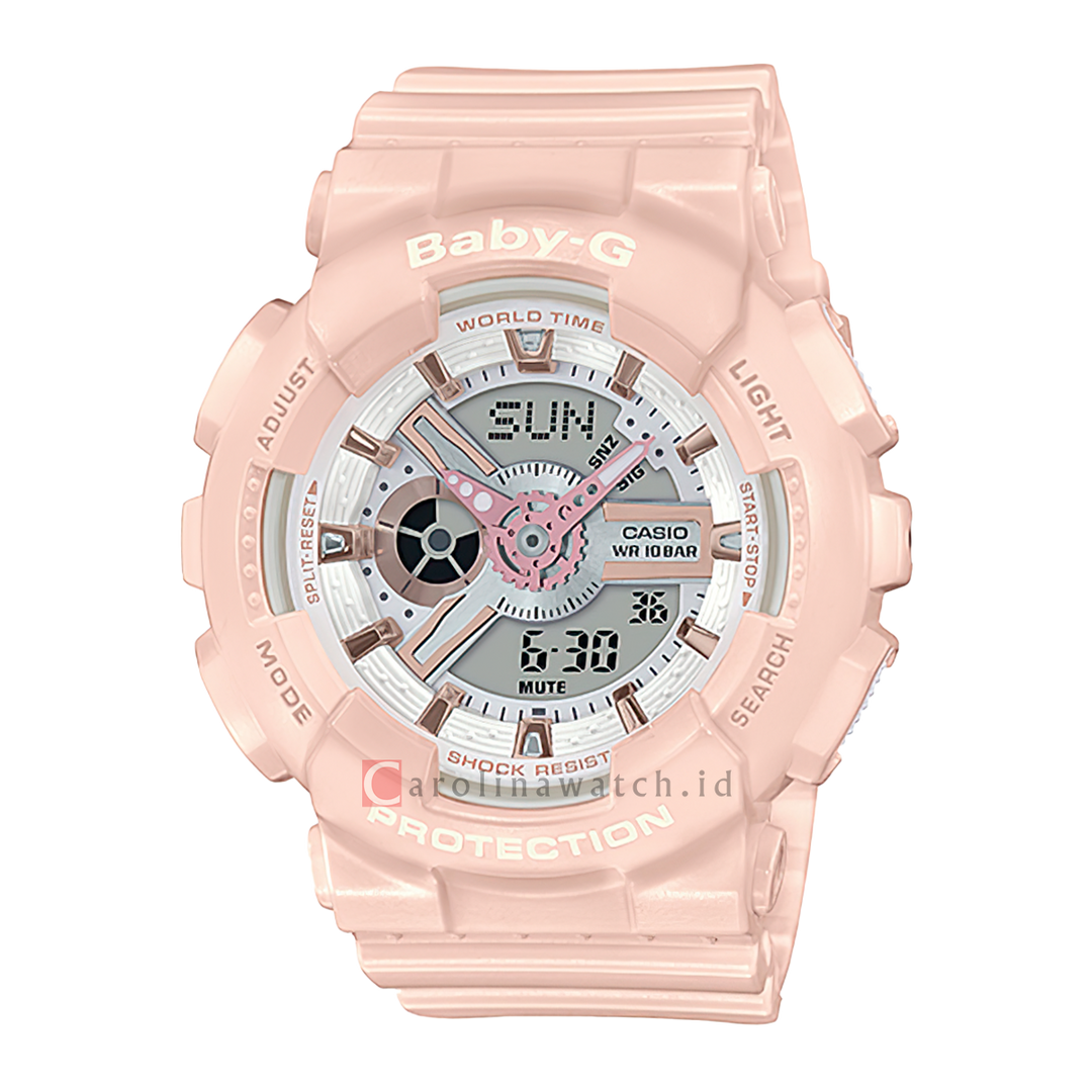 Jam Tangan CASIO BABY-G BA-110RG-4A Women Cream Digital Analog Dial Cream Resin Band