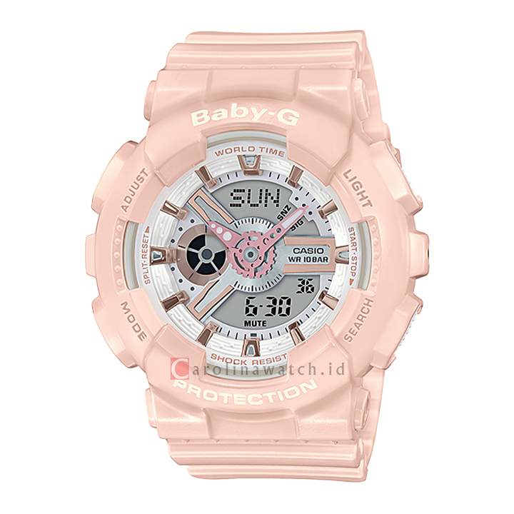 Jam Tangan CASIO BABY-G BA-110RG-4A Women Cream Digital Analog Dial Cream Resin Band