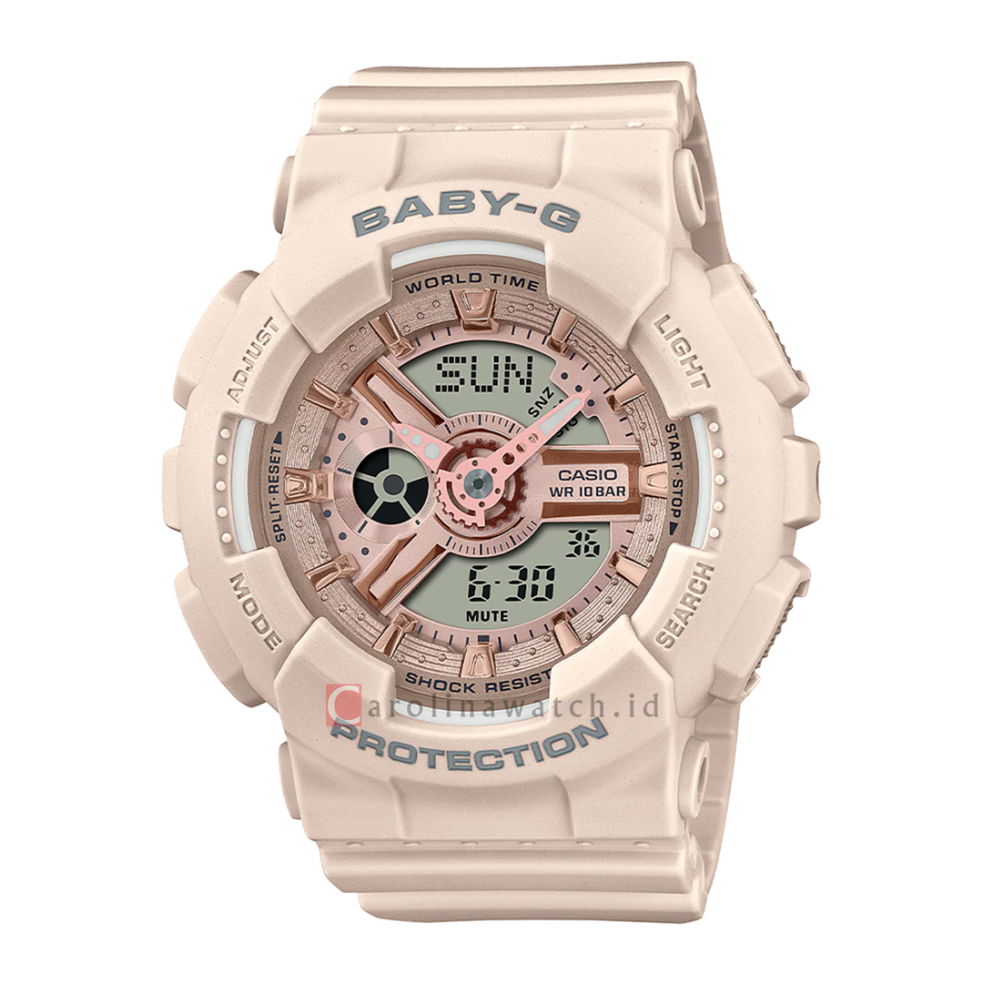 Jam Tangan CASIO BABY G BA-110XCP-4A Women Digital Analog Dial Cream Resin Band