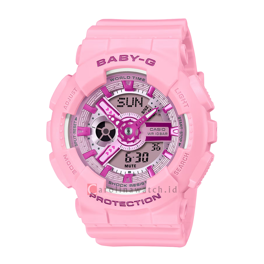 Jam Tangan Casio Baby-G BA-110YK-4A Women Inspired Digital Analog Dial Pink Resin Band (JDM)