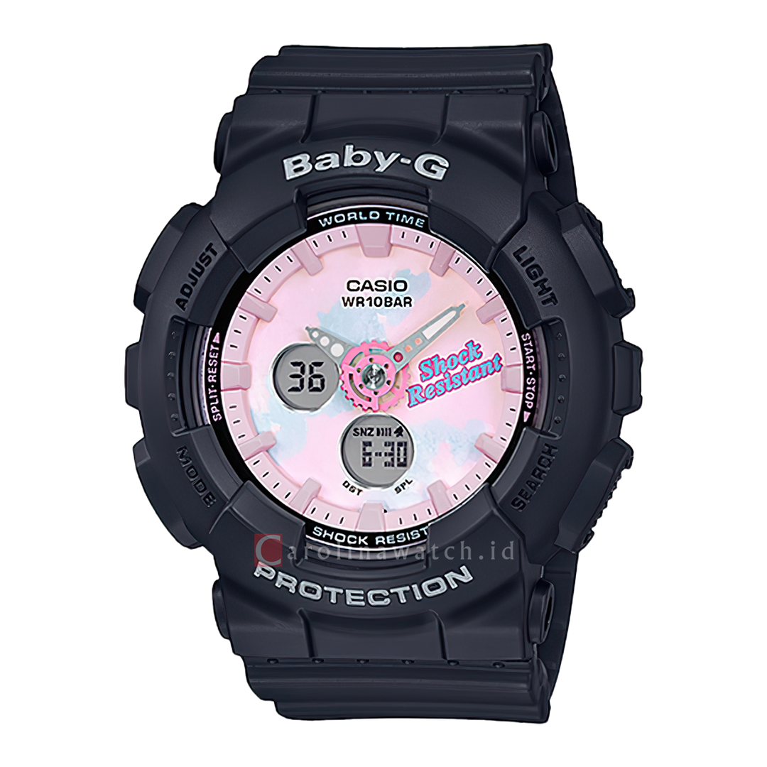 Jam Tangan Casio Baby-G BA-120T-1A Women Purple Dial Black Rubber Strap