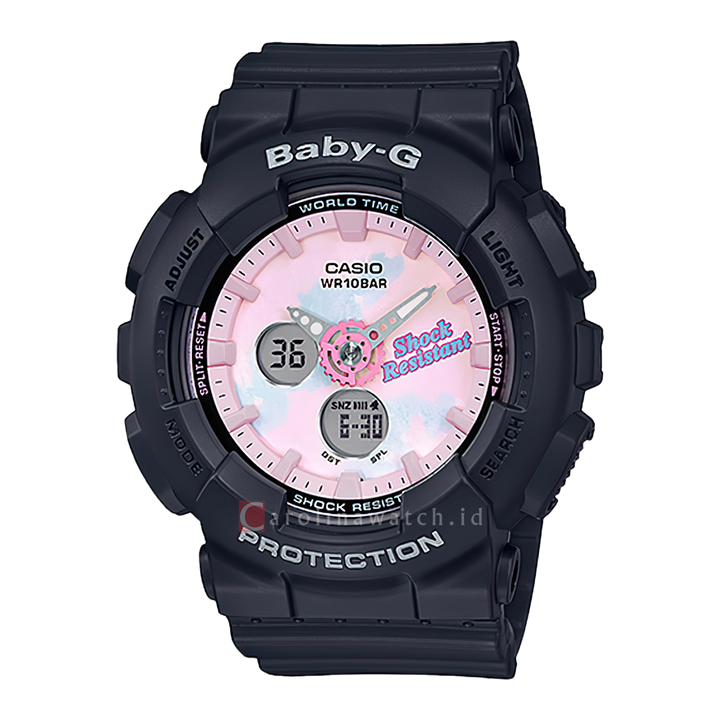 Jam Tangan Casio Baby-G BA-120T-1A Women Purple Dial Black Rubber Strap