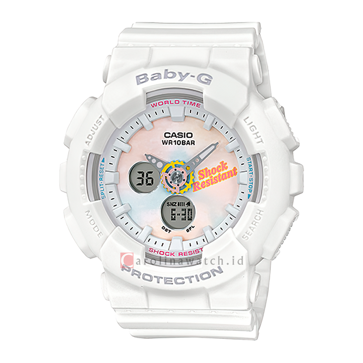 Jam Tangan Casio Baby-G BA-120T-7A Women White Dial White Resin Strap