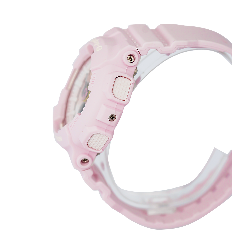 Jam Tangan Casio Baby-G BA-120TG-4A Women Pink Digital Analog Dial Pink Rubber Strap