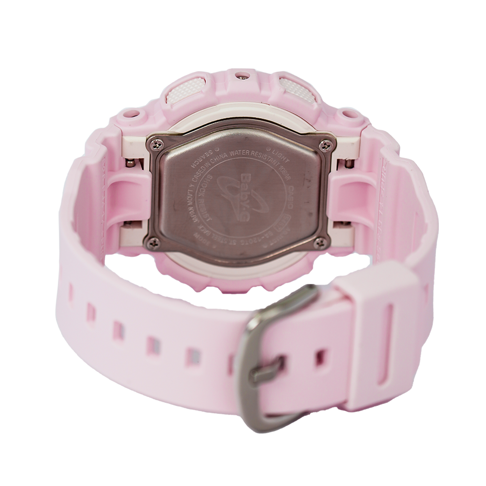 Jam Tangan Casio Baby-G BA-120TG-4A Women Pink Digital Analog Dial Pink Rubber Strap