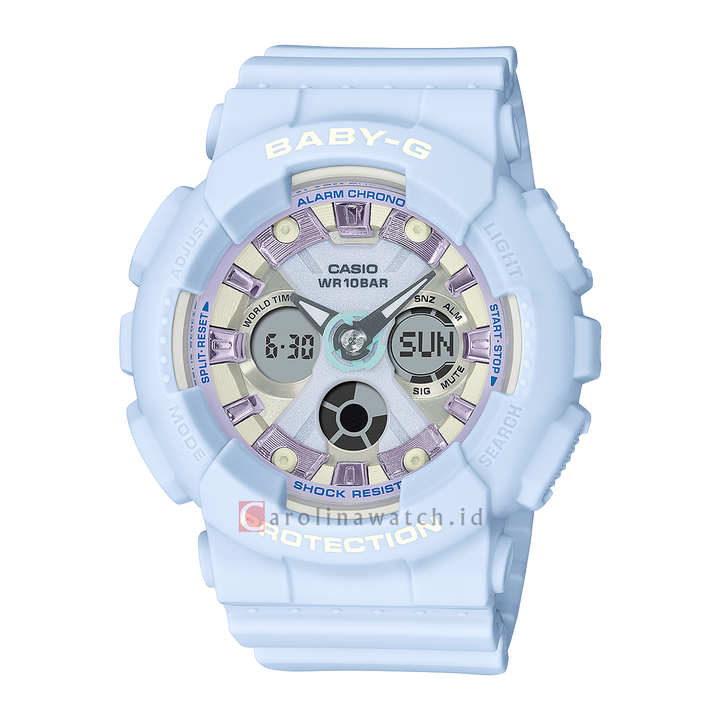 Jam Tangan Casio Baby-G BA-130WP-2A Icy Pastel Colors Women Ice Blue Dial Ice Blue Resin Band