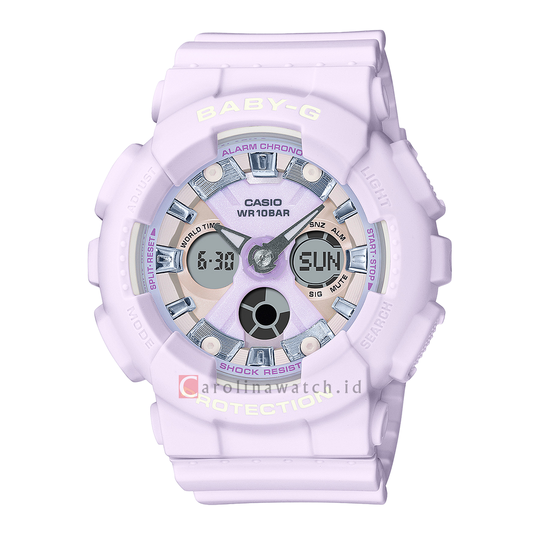 Jam Tangan Casio Baby-G BA-130WP-6A Icy Pastel Colors Women Light Purple Dial Light Purple Resin Band