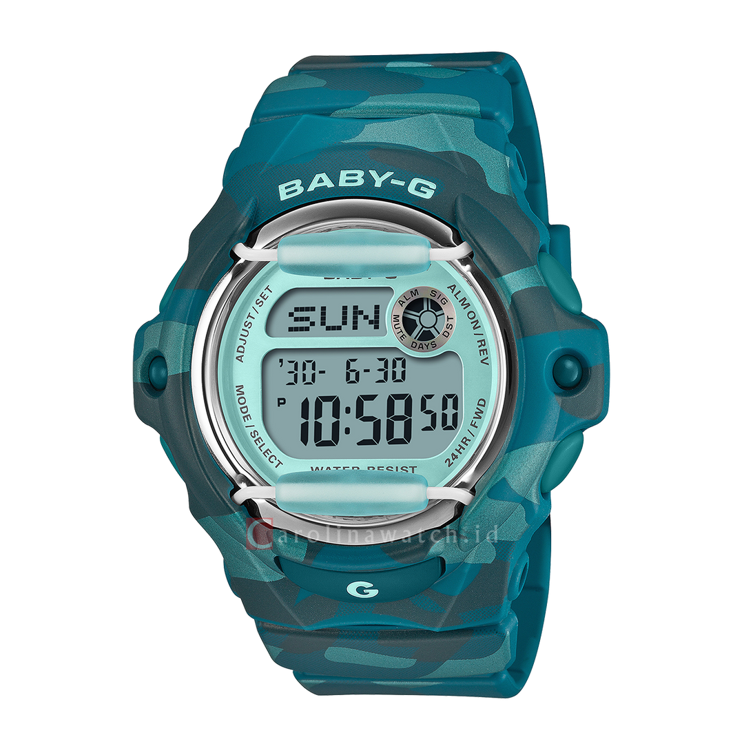 Jam Tangan Casio Baby-G BG-169CM-2D Women Green Digital Dial Green Resin Band
