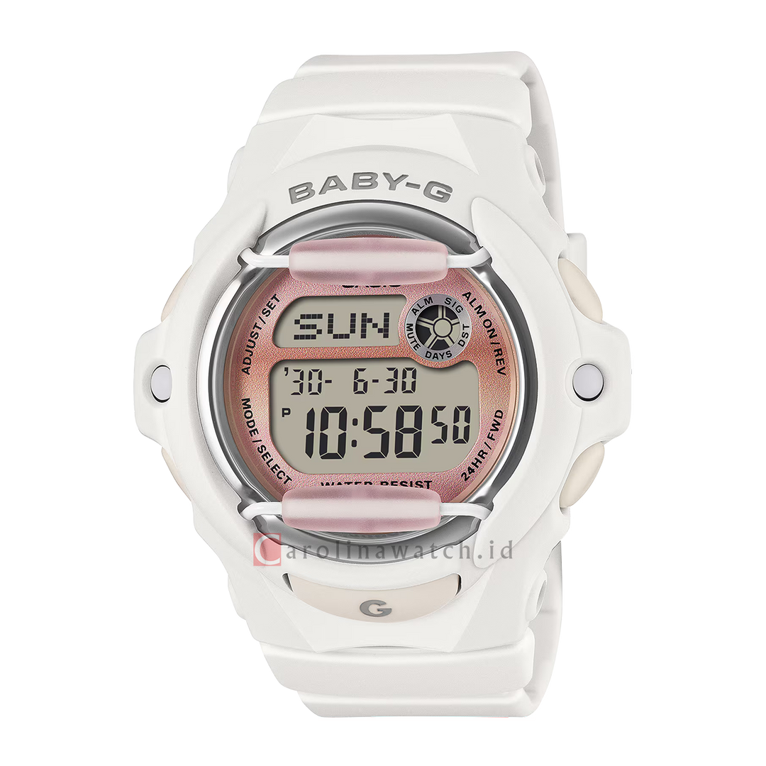 Jam Tangan Casio Baby-G BG-169GD-7D Women Digital Dial White Resin Band