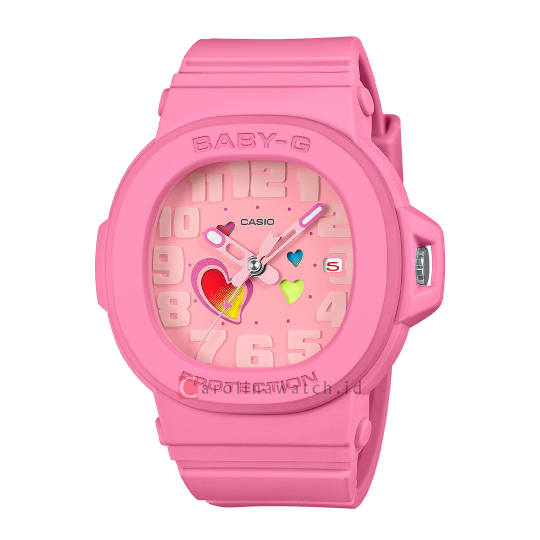 Jam Tangan Casio Baby-G Playful Hearts Series BGA-10-4A Women Pink Dial Pink Resin Band