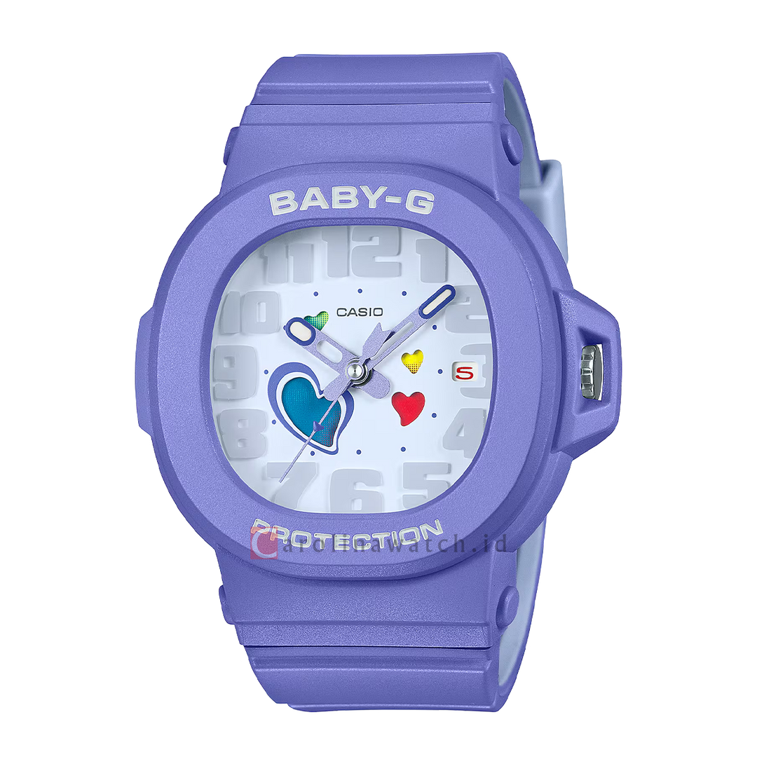 Jam Tangan Casio Baby-G Playful Hearts Series BGA-10-6A Women Purple Dial Purple Resin Band