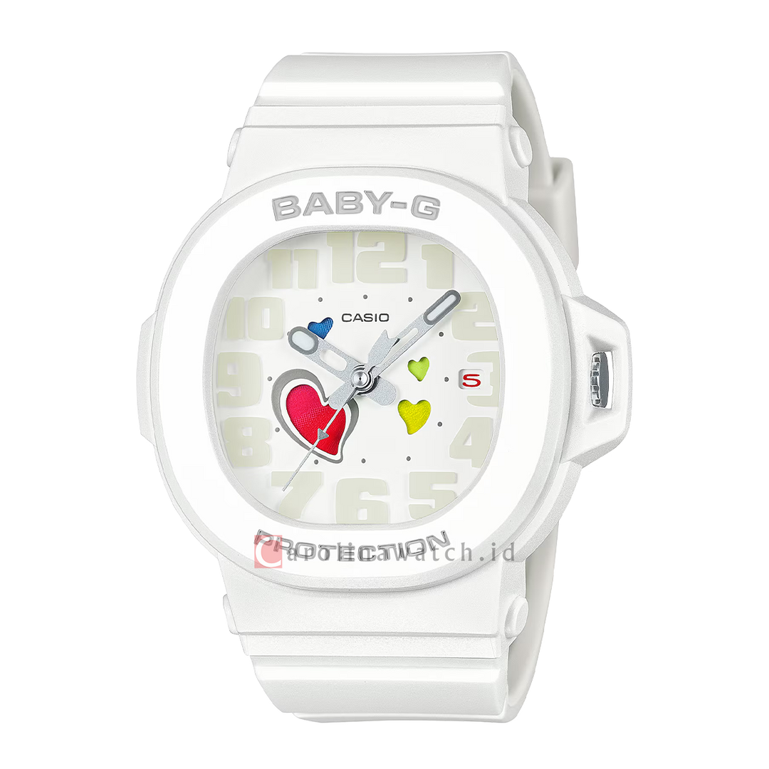 Jam Tangan Casio Baby-G Playful Hearts Series BGA-10-7A Women White Dial White Resin Band