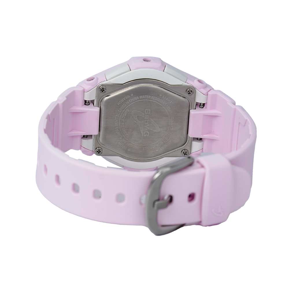 Jam Tangan Casio Baby-G BGA-100ST-4A Women Dual Tone Dial Light Pink Resin Band