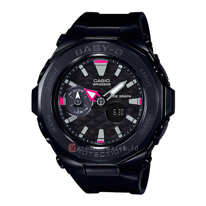 Jam Tangan Casio Baby-G BGA-225G-1A The Beach Glamping Series Women Black Pattern Dial Black Resin Band