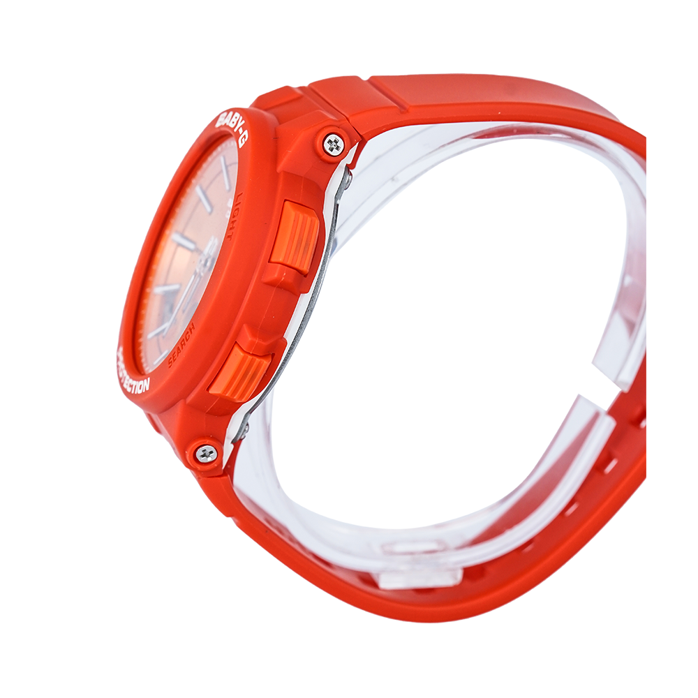 Jam Tangan Casio Baby-G NEON ILLUMINATOR BGA-255-4A Women Orange Dial Red Resin Band