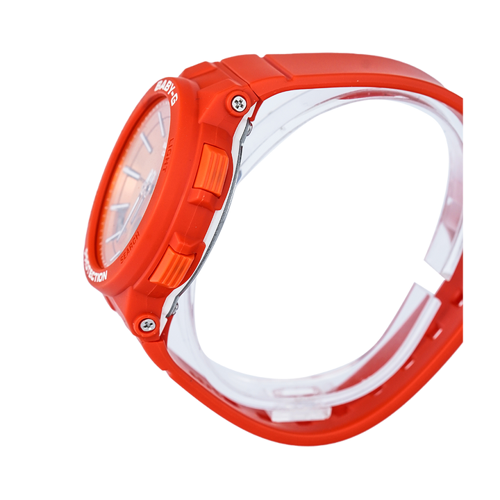 Jam Tangan Casio Baby-G NEON ILLUMINATOR BGA-255-4A Women Orange Dial Red Resin Band