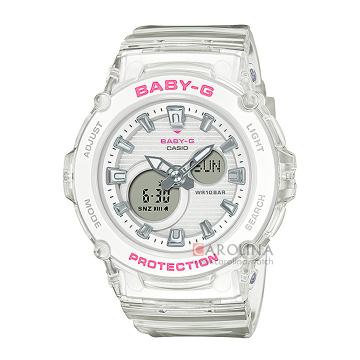 Jam Tangan Casio Baby-G BGA-270S-7A Women White Digital Analog Dial Transparent Resin Band