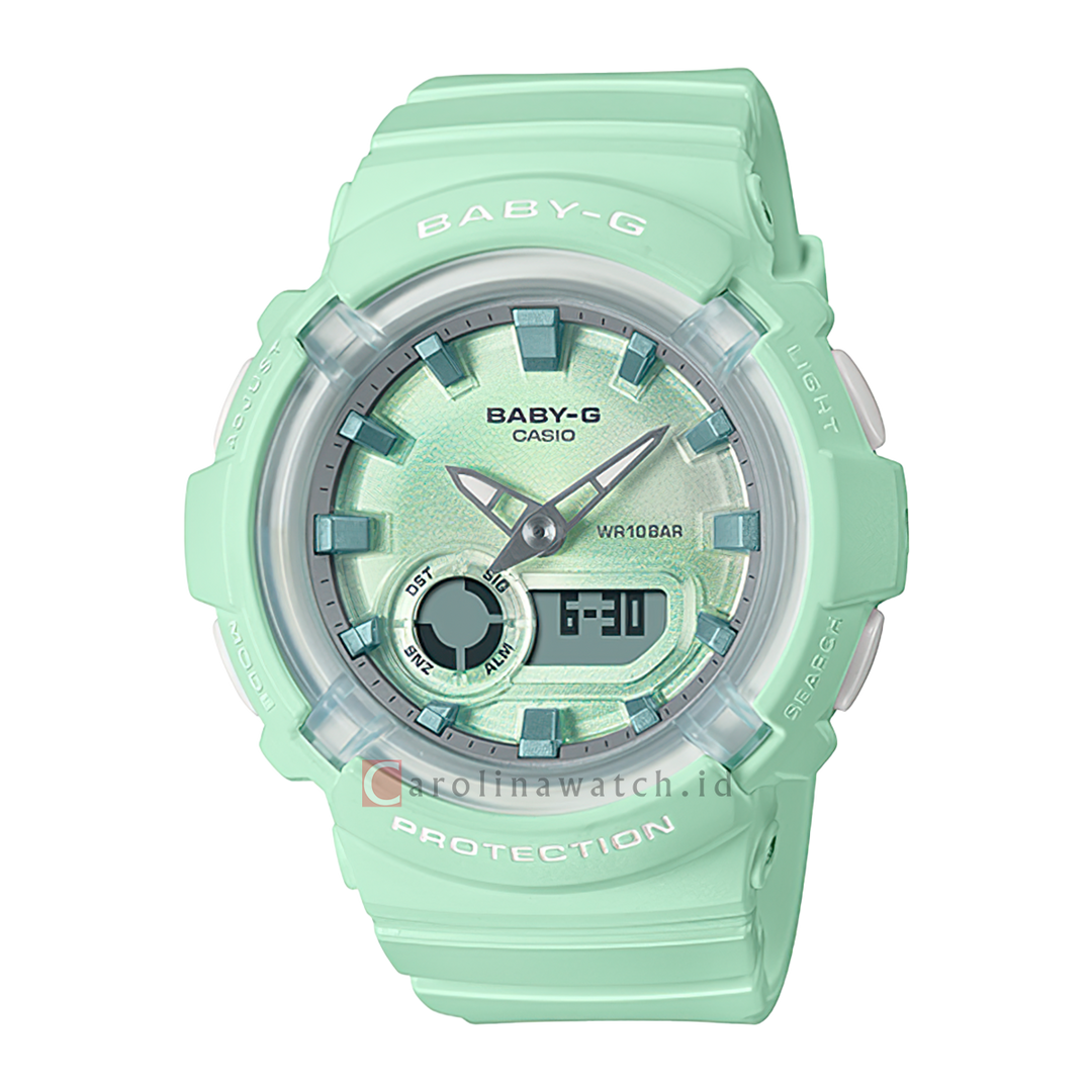 Jam Tangan Casio Baby-G BGA-280-3A Women Green Mint Digital-Analog Dial Green Mint Resin Band