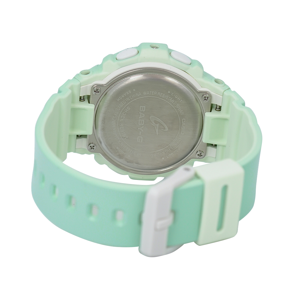 Jam Tangan Casio Baby-G BGA-280-3A Women Green Mint Digital-Analog Dial Green Mint Resin Band
