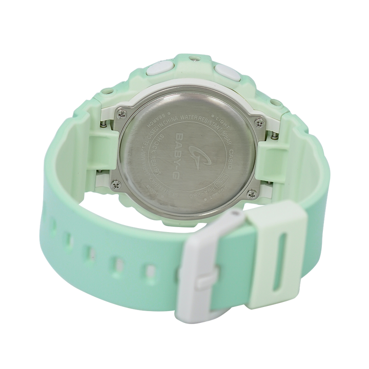 Jam Tangan Casio Baby-G BGA-280-3A Women Green Mint Digital-Analog Dial Green Mint Resin Band