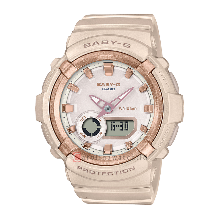 Jam Tangan CASIO BABY-G BGA-280BA-4A Women Pink Digital Analog Dial Ivory Resin Band