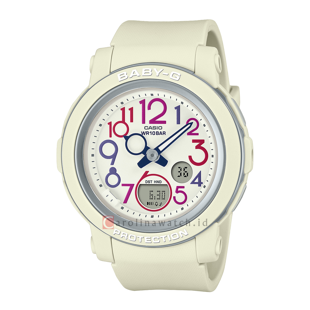 Jam Tangan Casio Baby-G BGA-290PA-7A Women Retro Pop Bone White Dial Bone White Resin Band