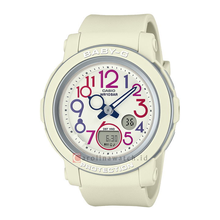 Jam Tangan Casio Baby-G BGA-290PA-7A Women Retro Pop Bone White Dial Bone White Resin Band