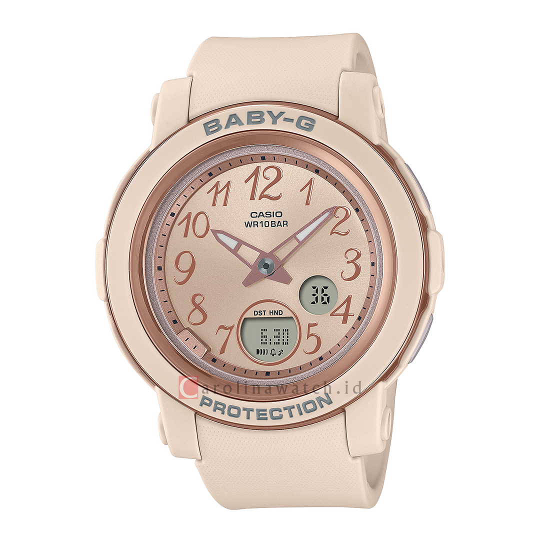 Jam Tangan Casio Baby-G BGA-290SA-4A Women Digital Analog Dial Beige Resin Band