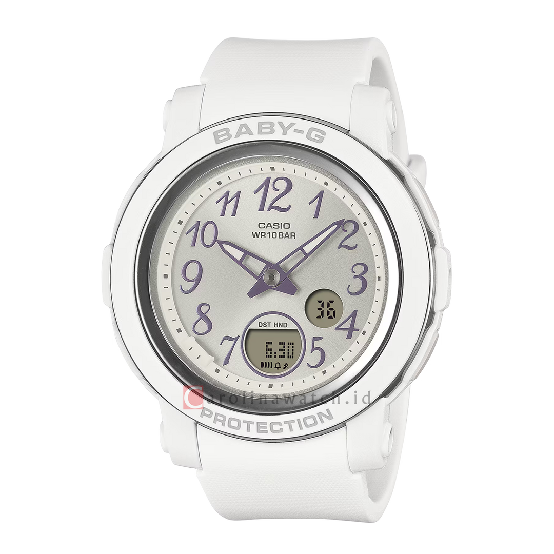 Jam Tangan Casio Baby-G BGA-290SA-7A Women Digital Analog Dial White Resin Band