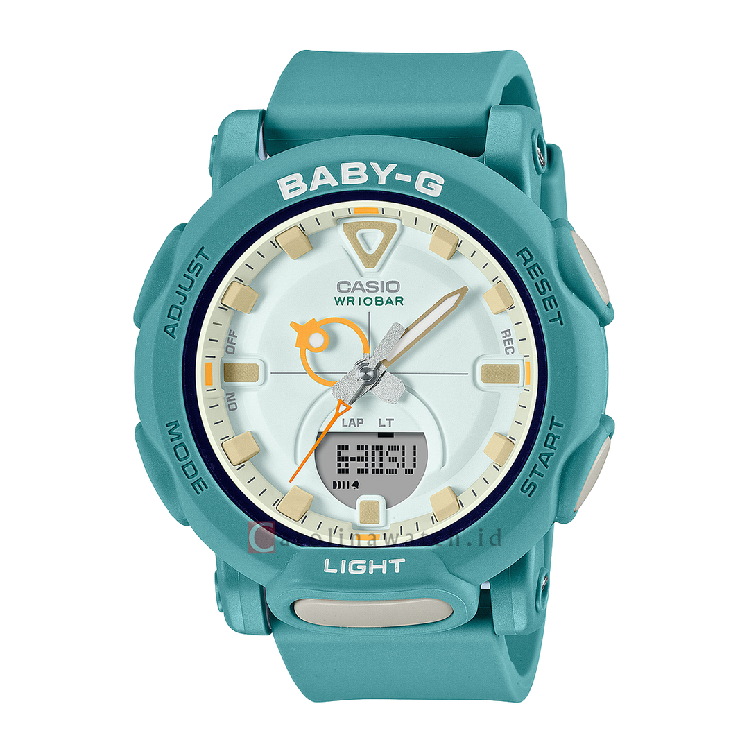 Jam Tangan Casio Baby-G BGA-310RP-3A Retro Pop Women White Digital Analog Dial Jungle Green Resin Band